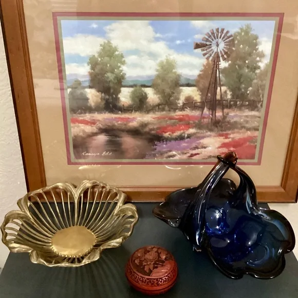 Royal Gallery Art Glass Basket Blue And Mulberry Purple Czech Republic Poland - Picture 6 of 15